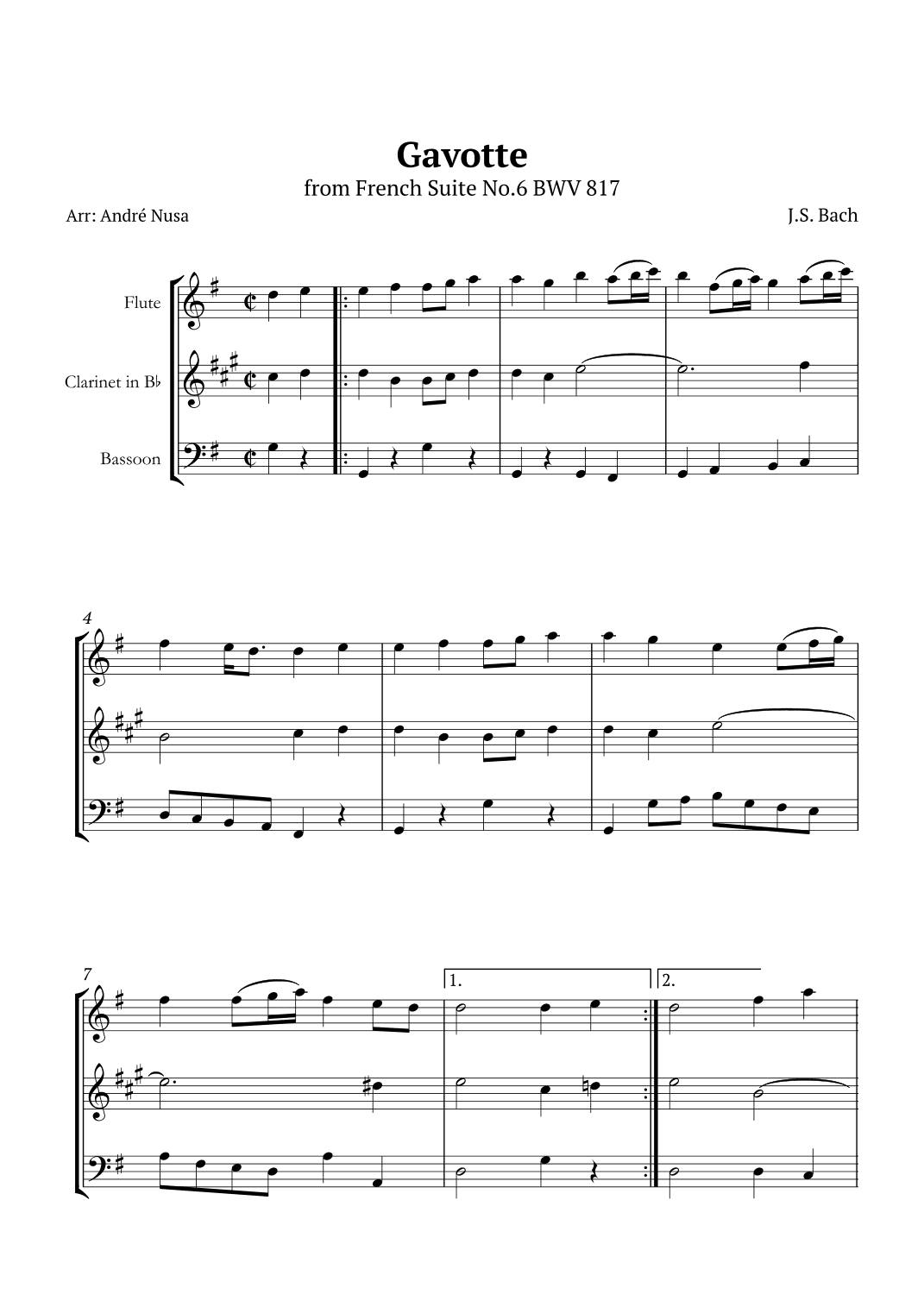 Gavotte from French Suite No.6 (arr. André Nusa)