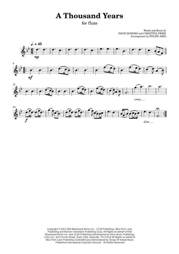 A Thousand Years (arr. Felipe Abel)