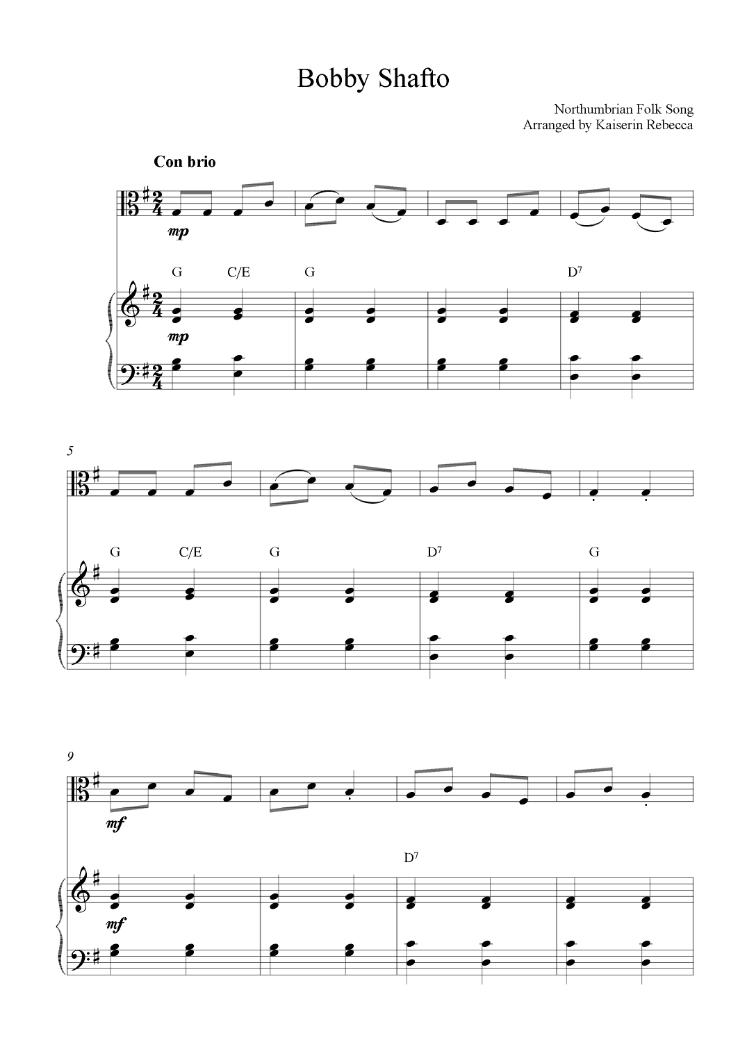 Bobby Shafto (arr. Kaiserin Rebecca)