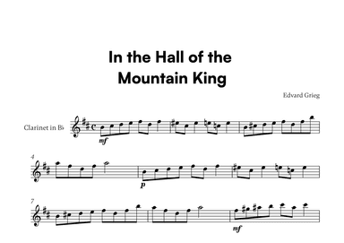 Edvard Grieg - In the Hall of the Mountain King (for Clarinet in Bb Solo) (arr. Cadenza Editions)