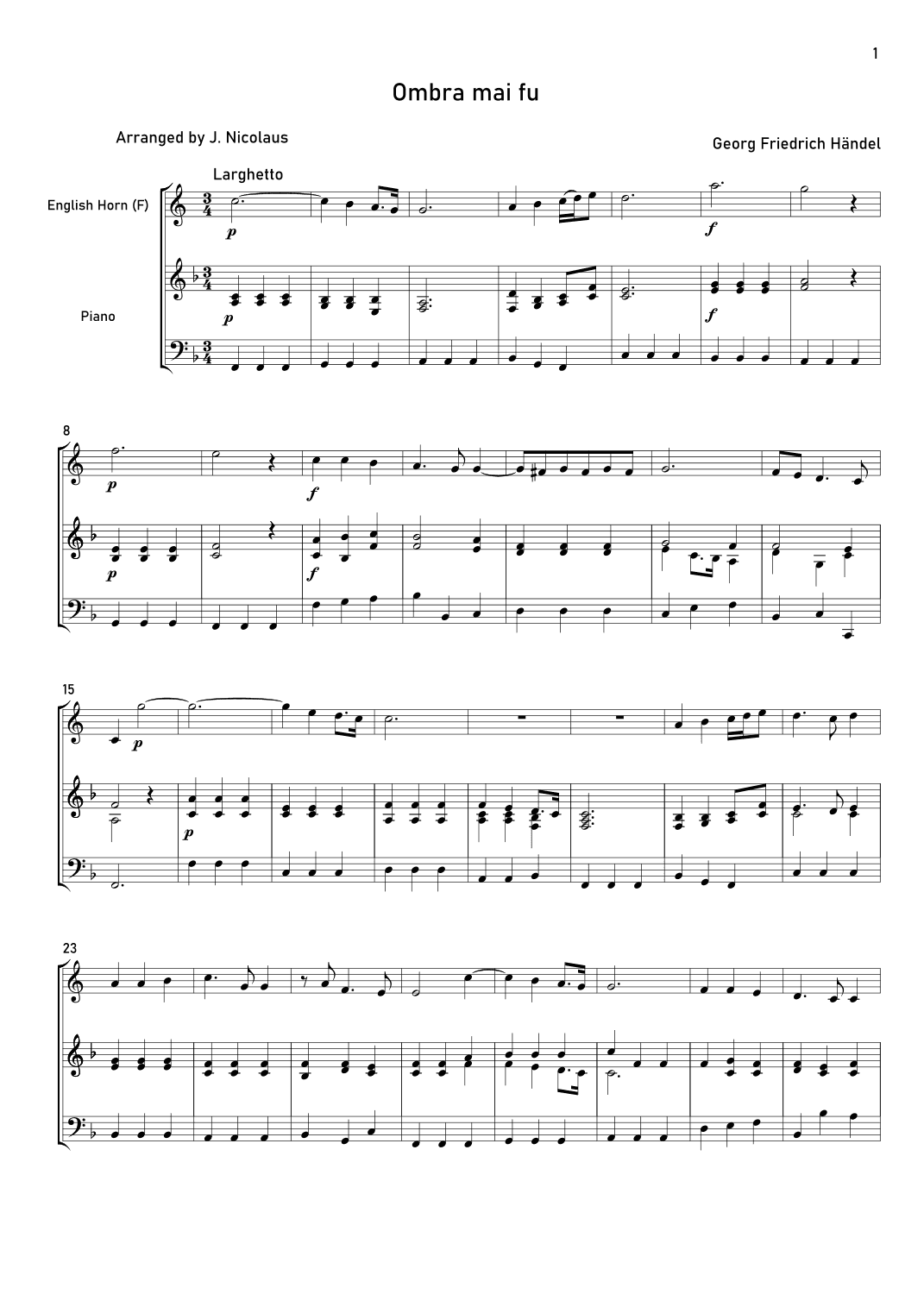 Ombra mai fu (arr. John Nicolaus)