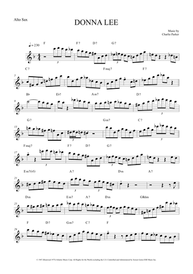 Donna Lee (arr. The Sheet Music Library)