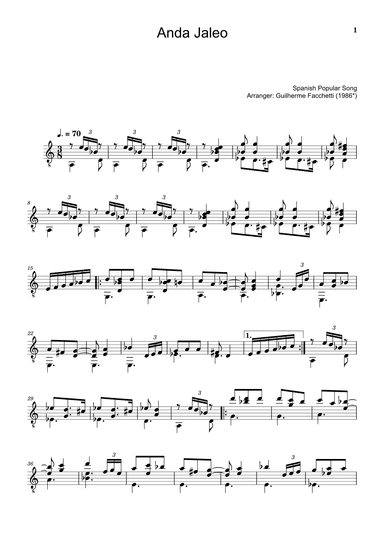Spanish Popular Song - Anda Jaleo. Arrangement for Classical Guitar (arr. Guilherme Facchetti)