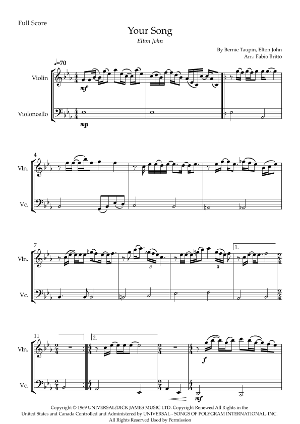 Your Song (arr. Fabio Britto)