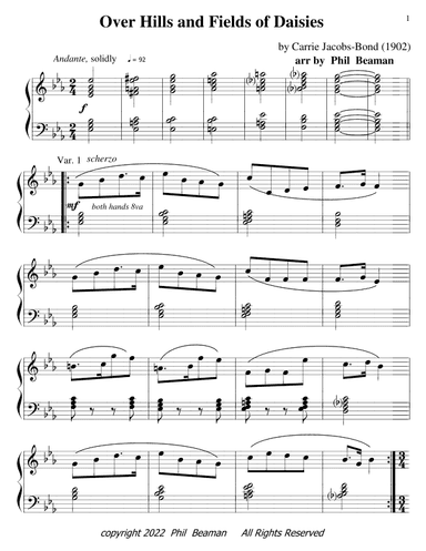 Over Hills and Fields of Daisies - piano solo (arr. Phil Beaman)