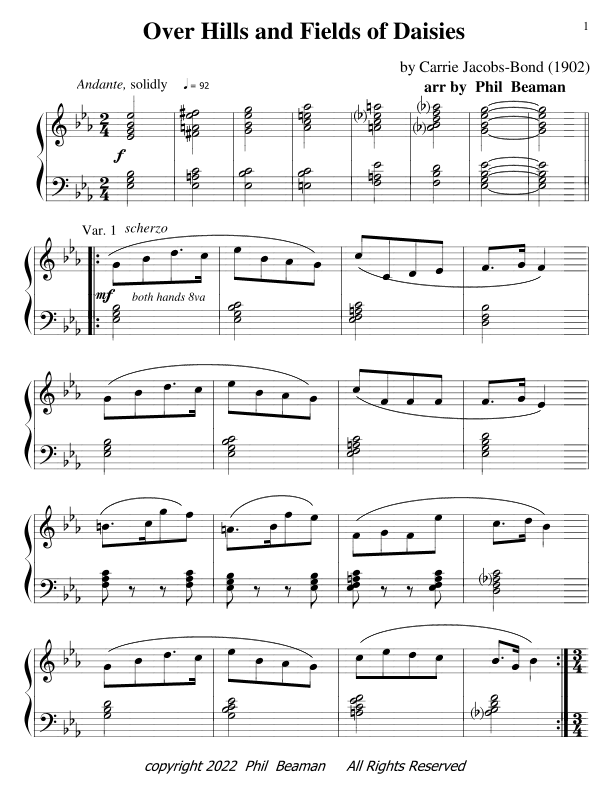 Over Hills and Fields of Daisies - piano solo (arr. Phil Beaman)
