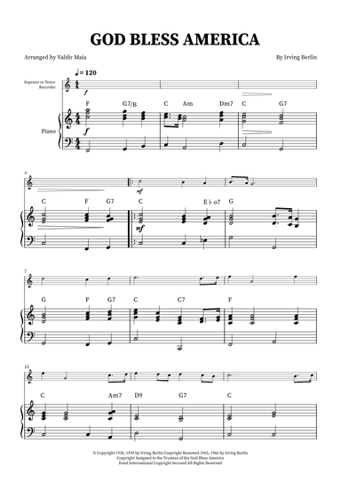 God Bless America ® (arr. Valdir Maia)