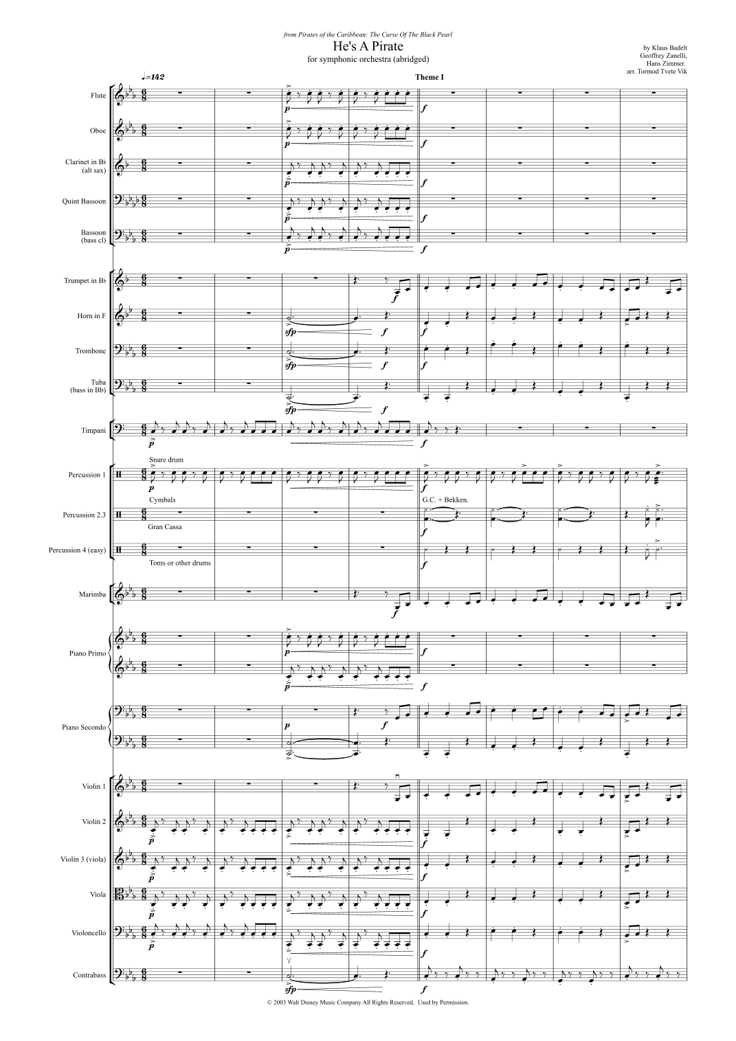 He's A Pirate (arr. Tormod Tvete Vik)