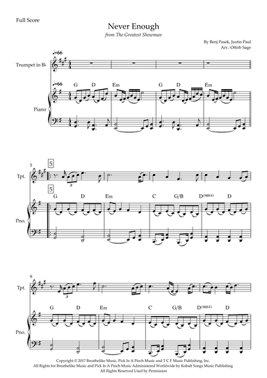 Never Enough (arr. Ottirb Sage)