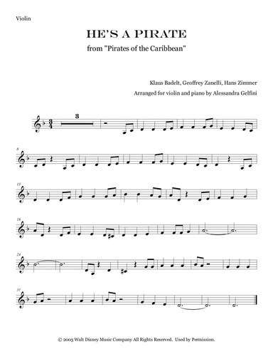 He's A Pirate (arr. Alessandra Gelfini)