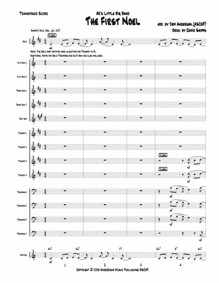 The First Noel for Little Big Band up to Full Big Band (arr. Jeff D. Anderson)