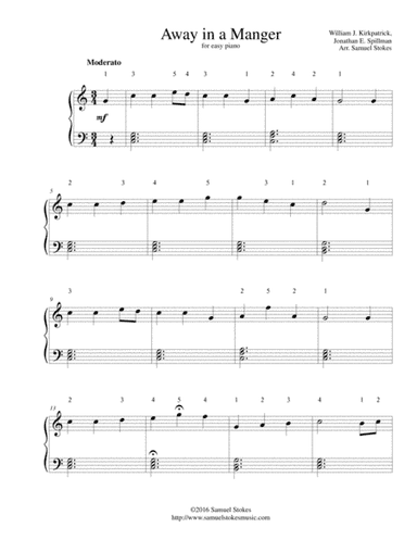 Away in a Manger (Kirkpatrick/Spillman version) - for easy piano (arr. Samuel Stokes)
