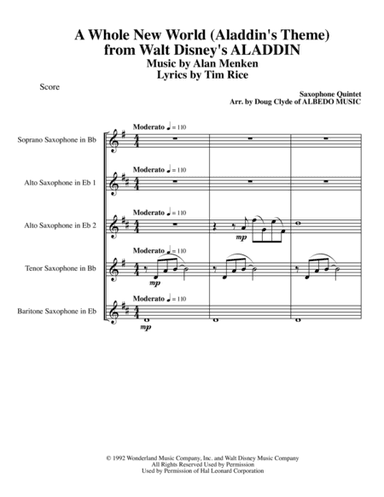 A Whole New World (from 'Aladdin') (arr. Doug Clyde)