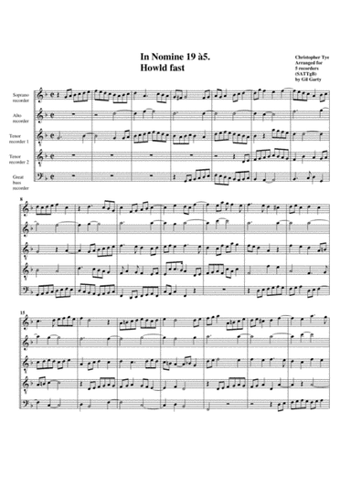 In Nomine no.19 a5 (arrangement for 5 recorders) (arr. Gil Garty)