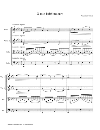 O Mio Babbino Caro by Puccini (arranged for String Quartet) (arr. Marmpy)