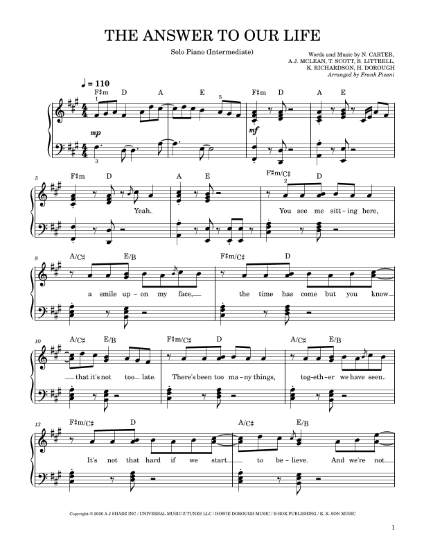 The Answer To Our Life (arr. Frank Pisani)