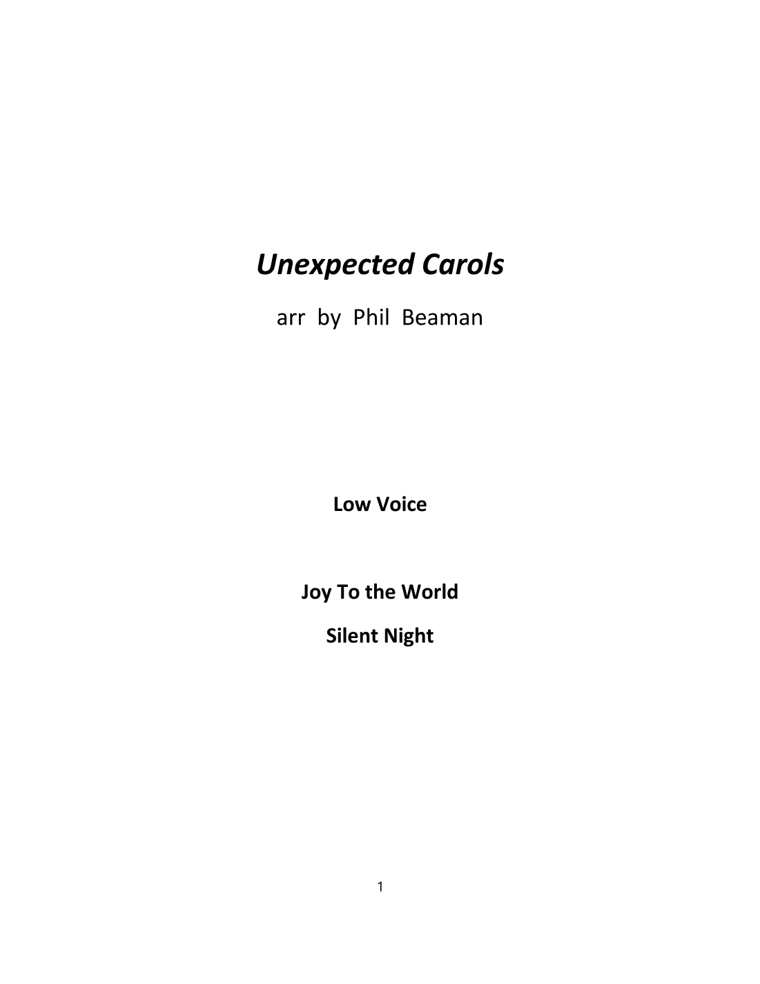 Unexpected Carols - low voice and piano (arr. Phil Beaman)