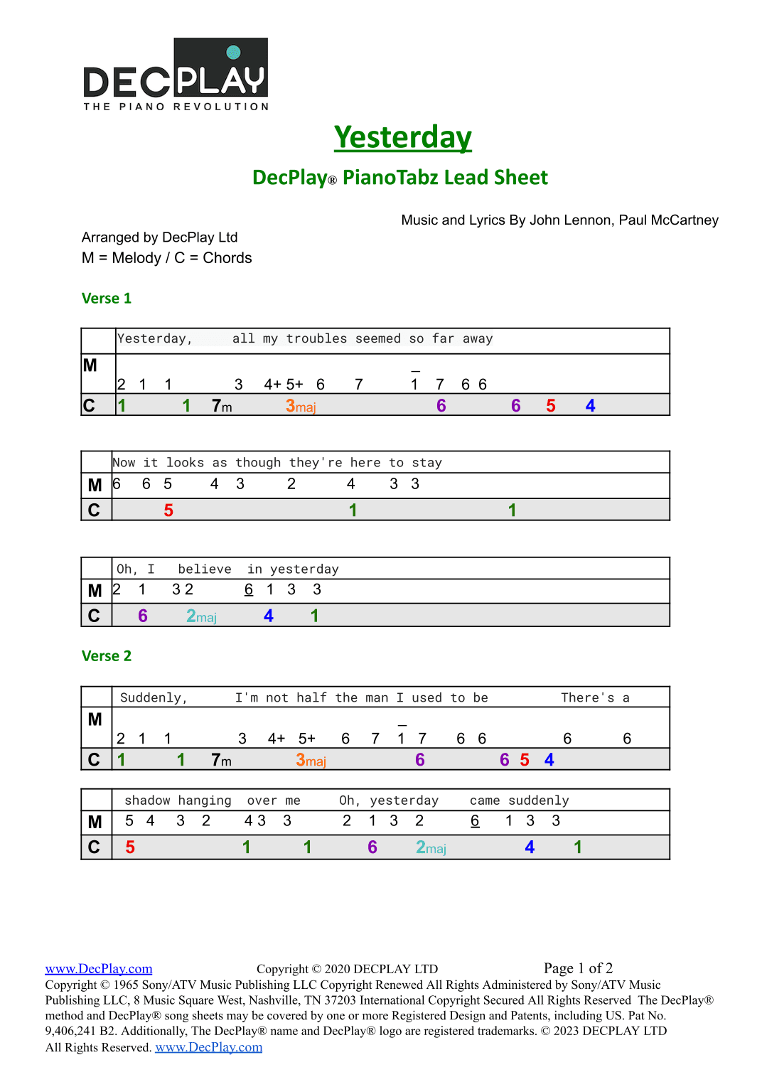 Yesterday (arr. DecPlay Ltd)