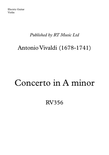 Vivaldi Concerto in A minor RV356 - Electric guitar solo part (arr. Rhodri Tomos)