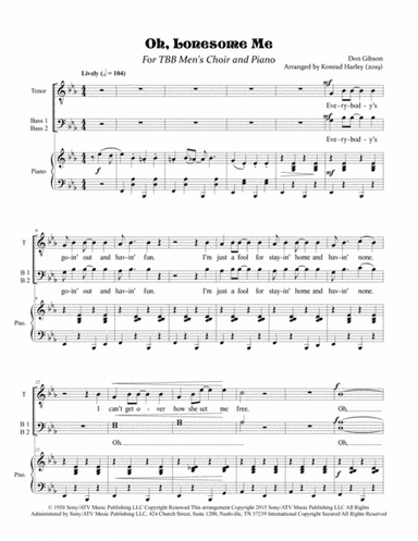 Oh, Lonesome Me (arr. Konrad Harley)