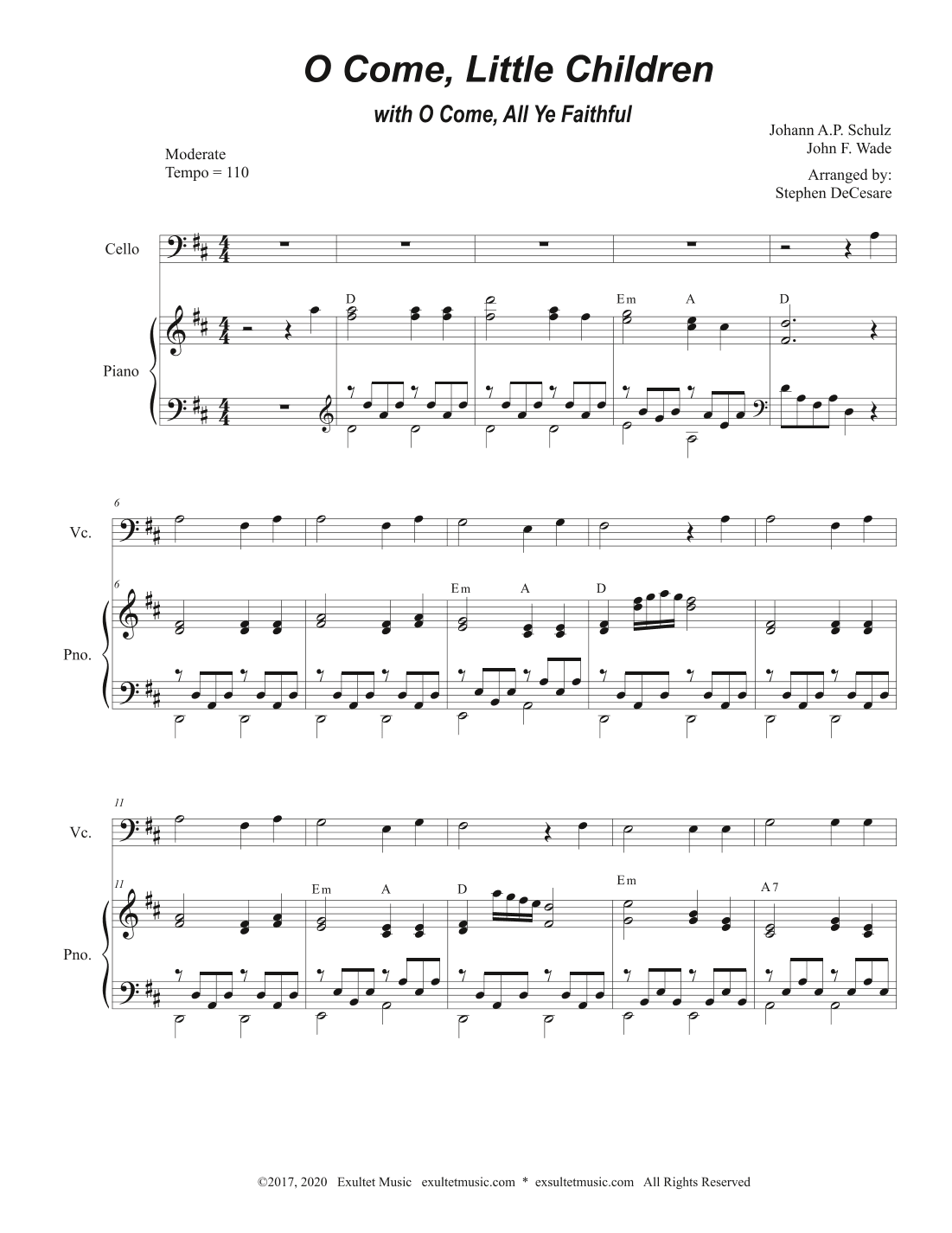 O Come, Little Children (with "O Come, All Ye Faithful") (Cello solo and Piano) (arr. Stephen DeCesare)
