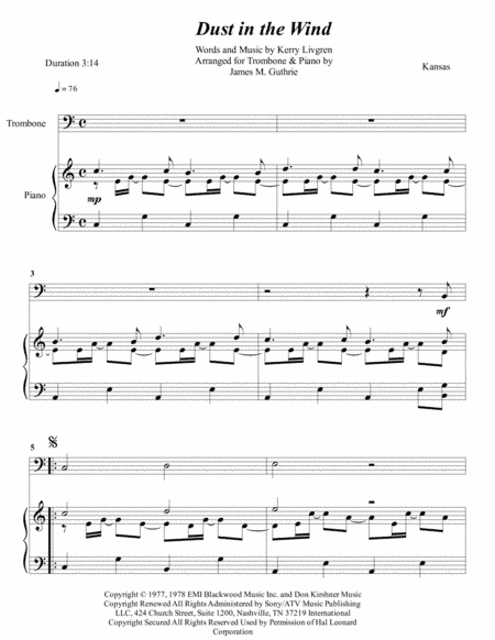 Dust In The Wind (arr. James M. Guthrie, ASCAP)