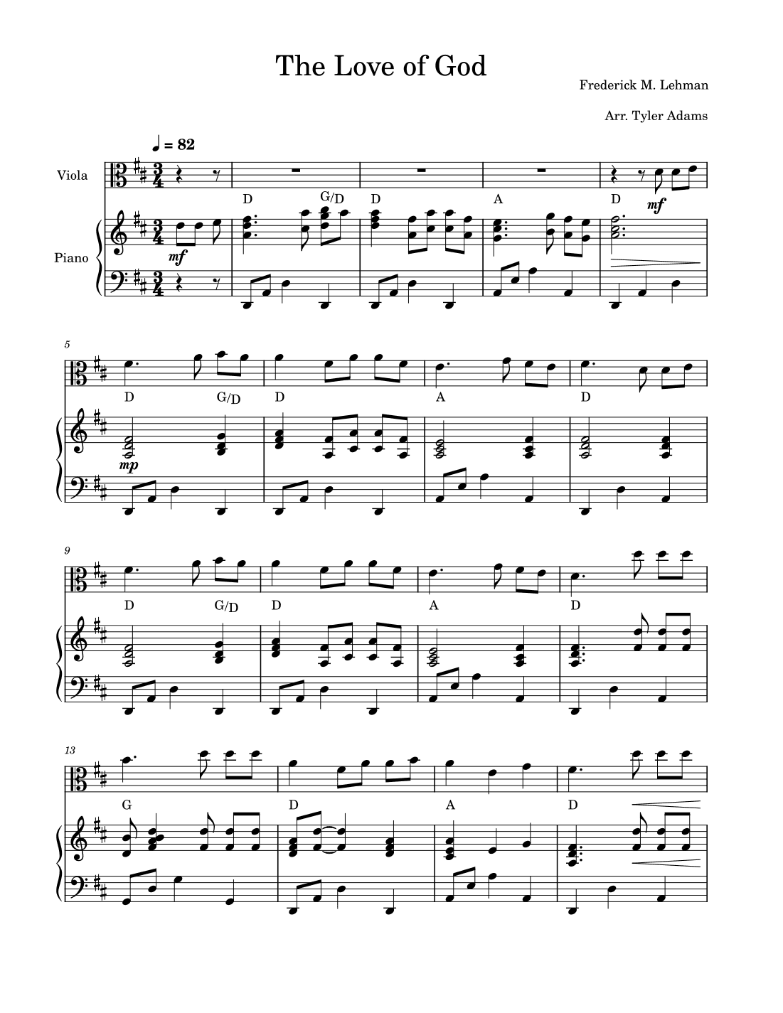 The Love Of God (Viola Solo) (arr. Tyler Adams)