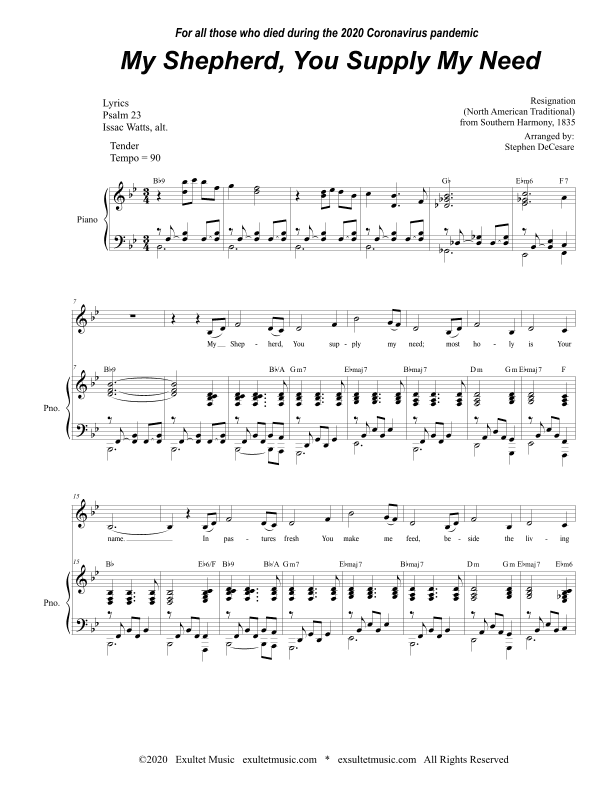 My Shepherd, You Supply My Need (for Unison Choir) (arr. Stephen DeCesare)