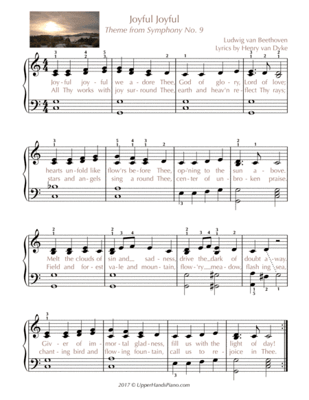 Joyful, Joyful (EASY PIANO) (arr. Gaili Schoen for UpperHandsPiano.com)