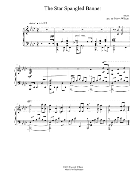 THE STAR SPANGLED BANNER early adv. piano solo (arr. Meryt Wilson)