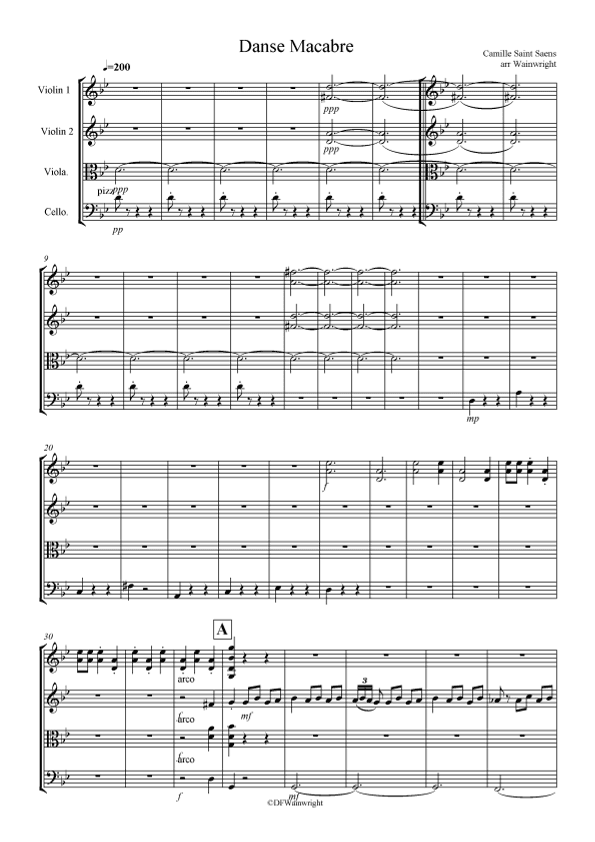 Danse Macabre for String Quartet (arr. David F Wainwright)