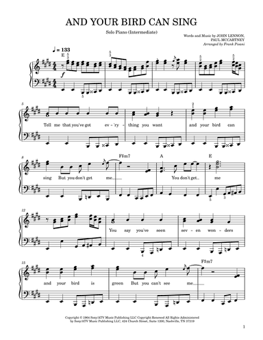 And Your Bird Can Sing (arr. Frank Pisani)