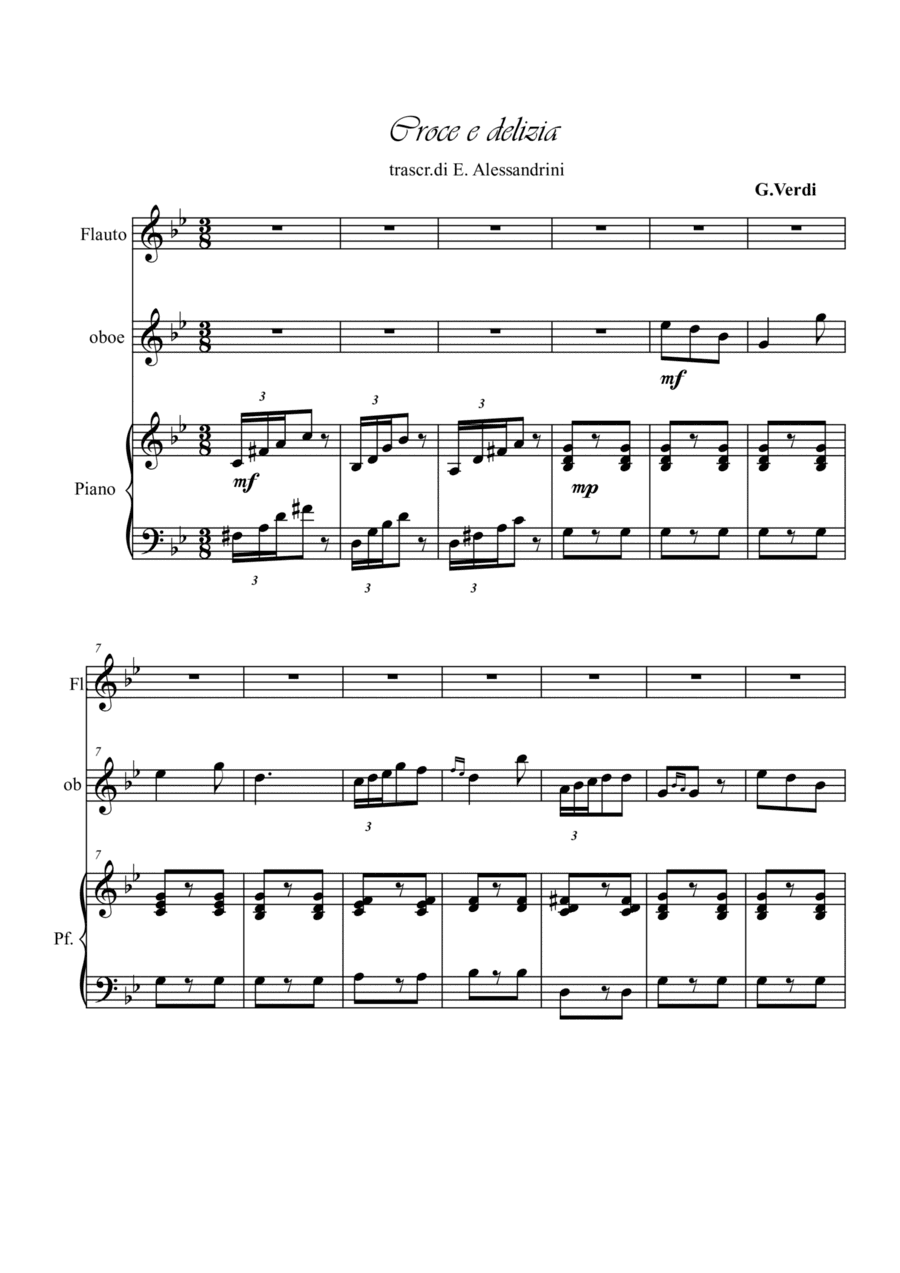 Traviata: Croce e delizia. Trio flute, oboe and piano (arr. Ester Alessandrini)
