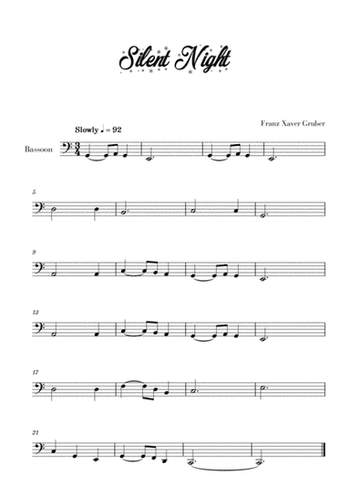 Silent Night (for Bassoon) (arr. Cadenza Editions)