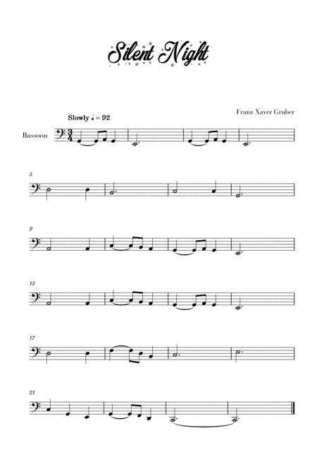 Silent Night (for Bassoon) (arr. Cadenza Editions)