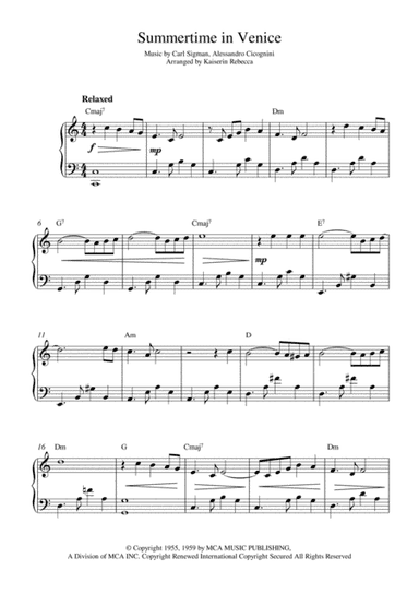 Summertime In Venice (arr. Kaiserin Rebecca)