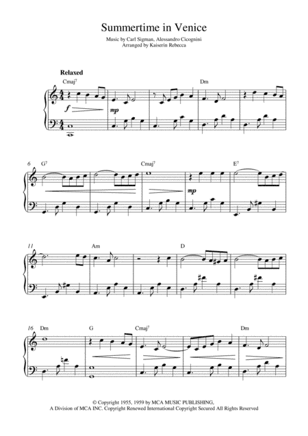 Summertime In Venice (arr. Kaiserin Rebecca)
