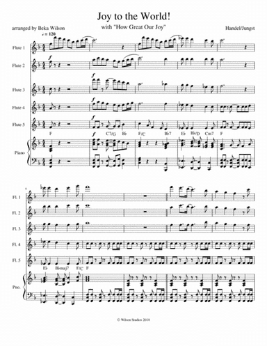 Joy to the World (with How Great Our Joy)--for flute solo, duet, or ensemble (arr. Beka Wilson)