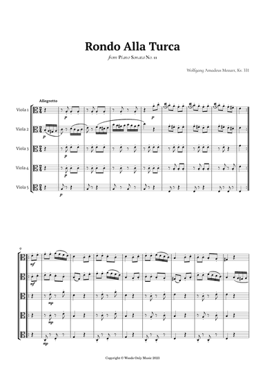 Rondo Alla Turca by Mozart for Viola Quintet (arr. Ander)