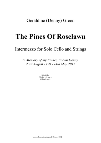 The Pines Of Roselawn, Intermezzo For Solo Cello and Strings  (School Arrangement)