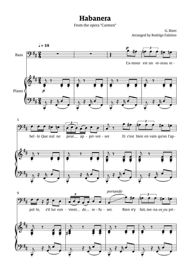 Habanera (for bass - B minor/major) (arr. Rodrigo Faleiros)