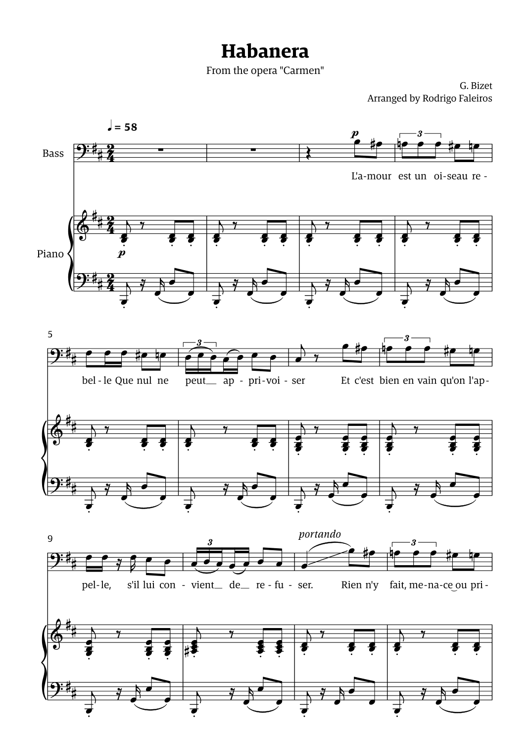 Habanera (for bass - B minor/major) (arr. Rodrigo Faleiros)
