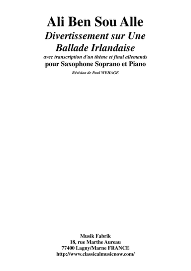 Ali Ben Sou Alle : Divertissement sur Une Ballade Irlandaise (arr. Paul Wehage)