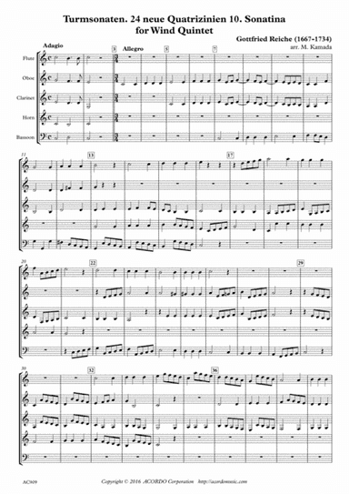 Turmsonaten. 24 neue Quatrizinien 10. Sonatina for Wind Quintet (arr. Mikio Kamada)