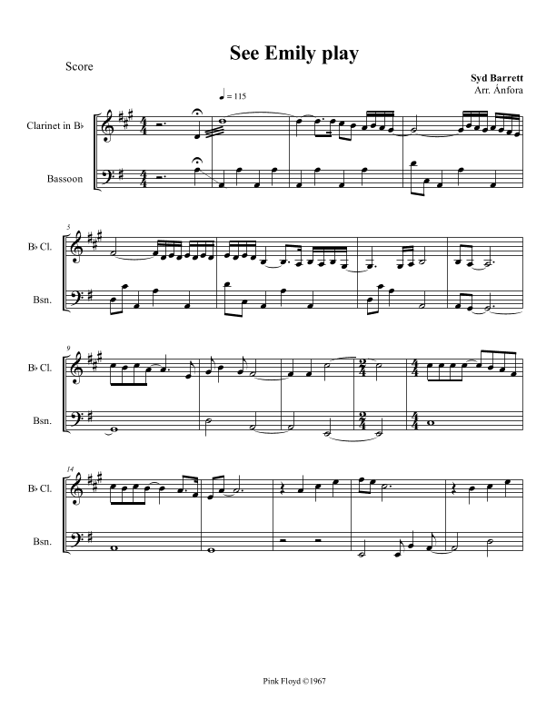 See Emily Play (arr. Ánfora (Maximiliano Schonfeld))