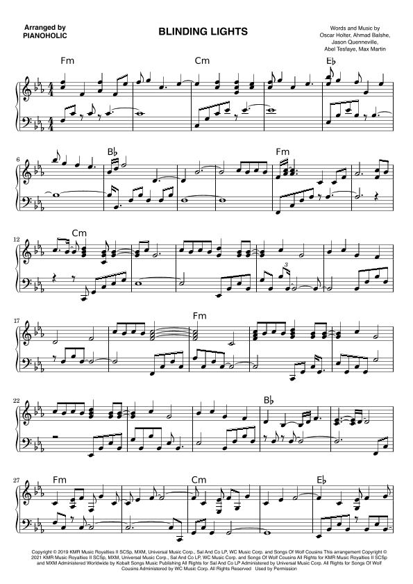 Blinding Lights (arr. PIANOHOLIC)