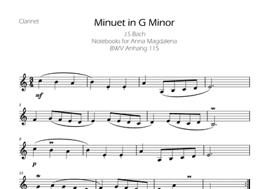 Minuet in G minor BWV Anh. 115 - Bach - Clarinet (arr. Ygor Nunes)