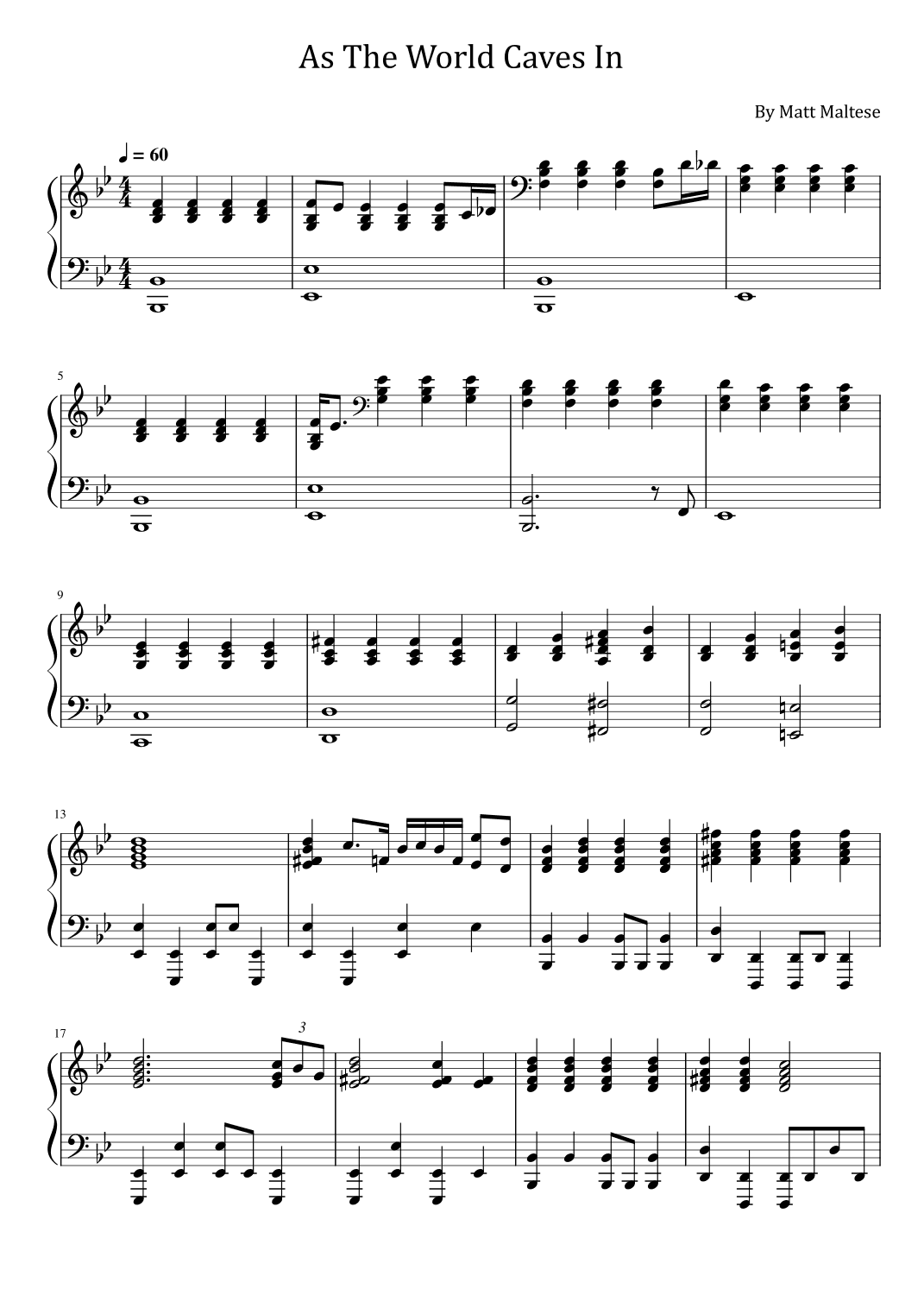 As The World Caves In (arr. poon)