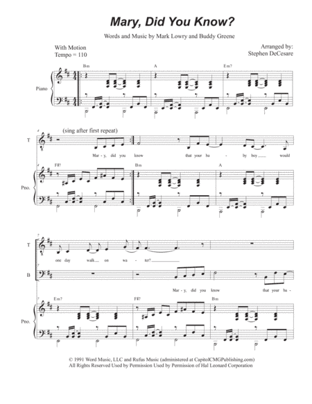Mary, Did You Know? (arr. Stephen DeCesare)