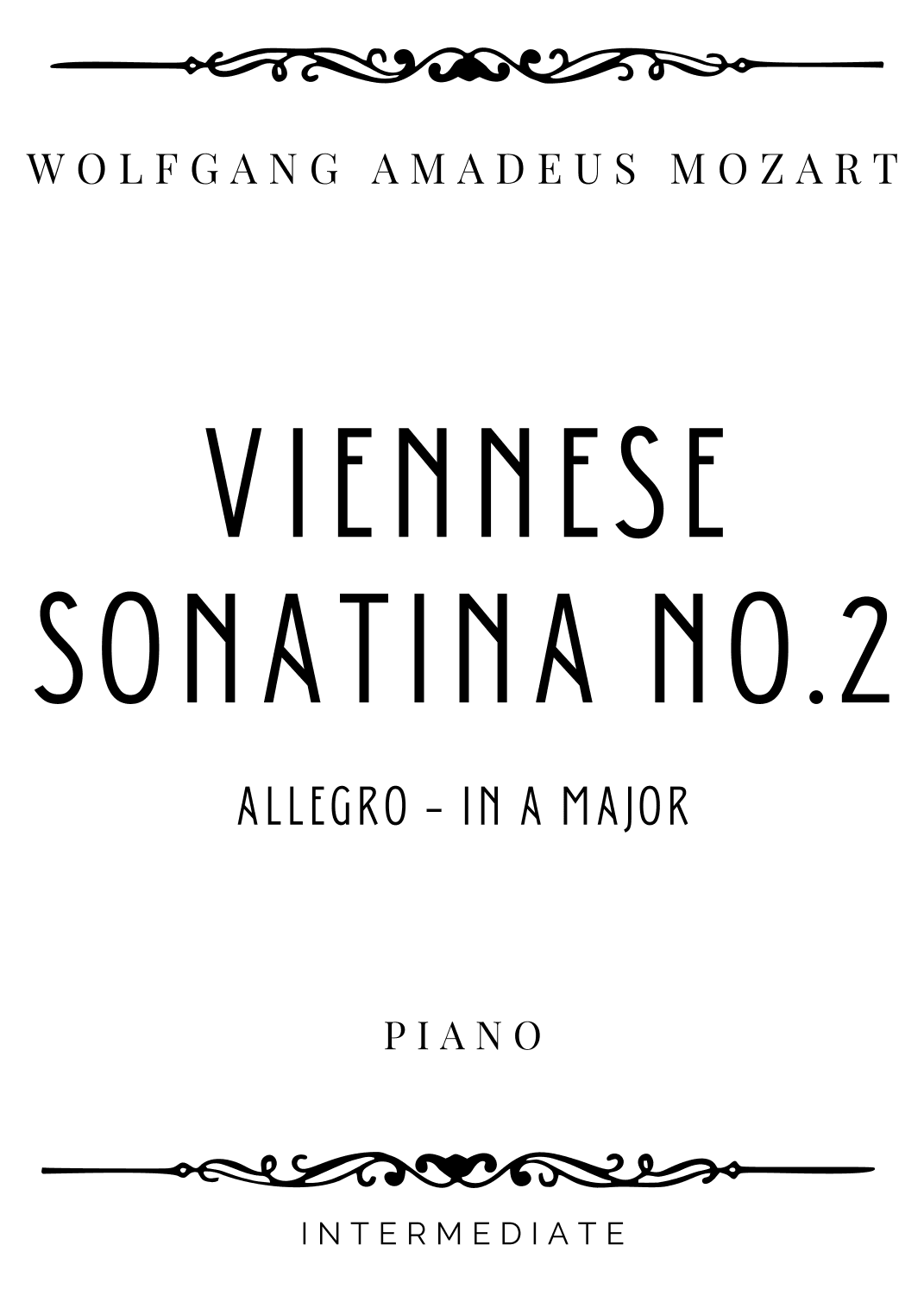Mozart - Allegro from Sonatina No. 2 in A Major - Intermediate (arr. Piacere Music Sheets)